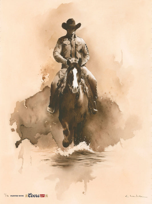 Rocky Mountain Watercolors Print - Cowboy Rider