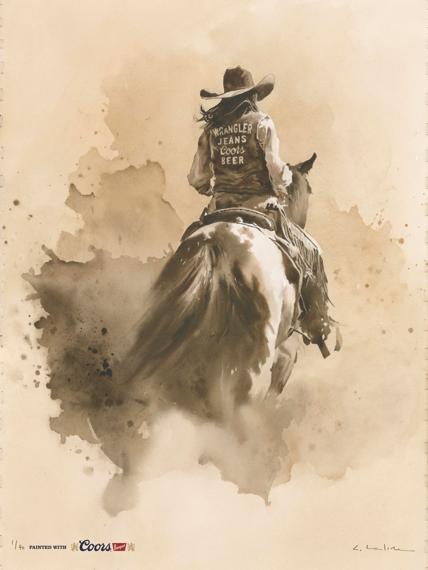 Rocky Mountain Watercolors Print - Cowgirl Rider